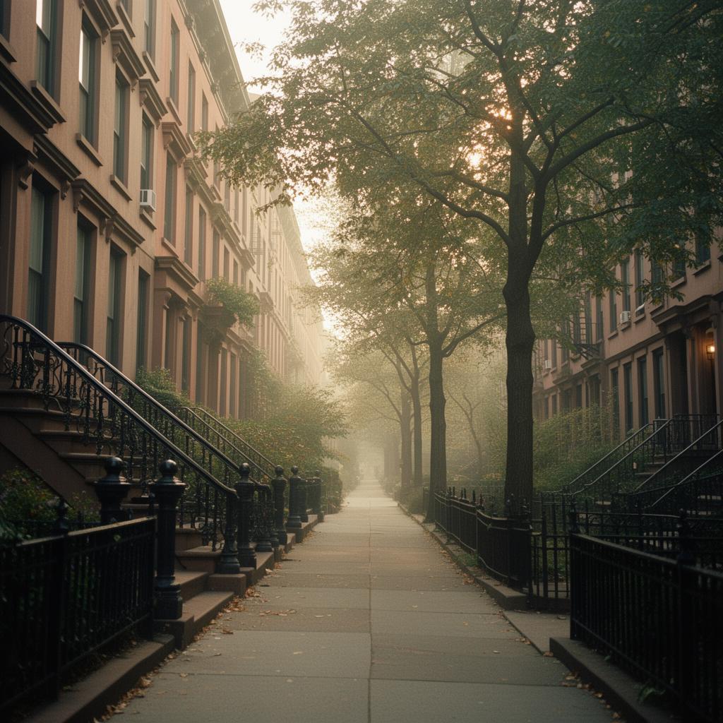 Quiet Brooklyn brownstone street